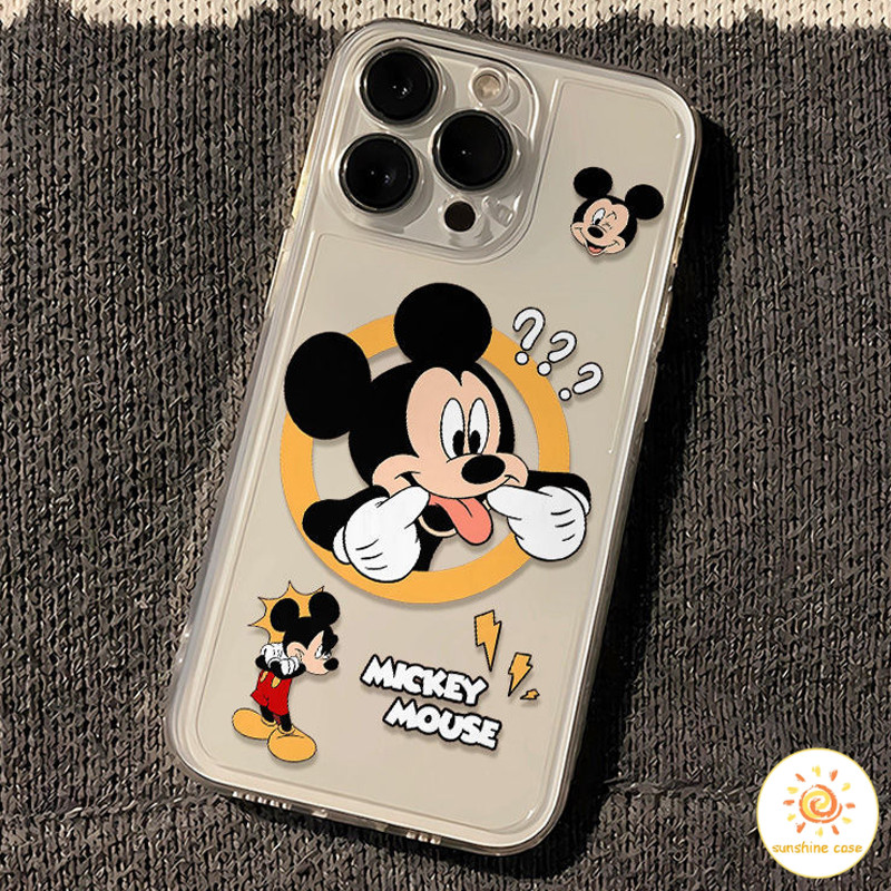 มิกกี้ยื่นออกมาลิ้นเคสโทรศัพท์โปร่งใสอย่างเต็มที่ ไอโฟน11 For iPhone12 13 14 15Pro MAX X XS XR XS 7 8Plus SE เคสโทรศัพท์