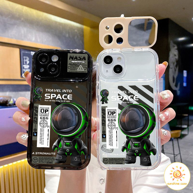 กระจกแต่งหน้าแบบพลิกขึ้น กระจกแต่งหน้านักบินอวกาศสุดเท่ ไอโฟน11 For iPhone12 13 14 15Pro MAX X XS XR XS 6 7 8Plus SE2020