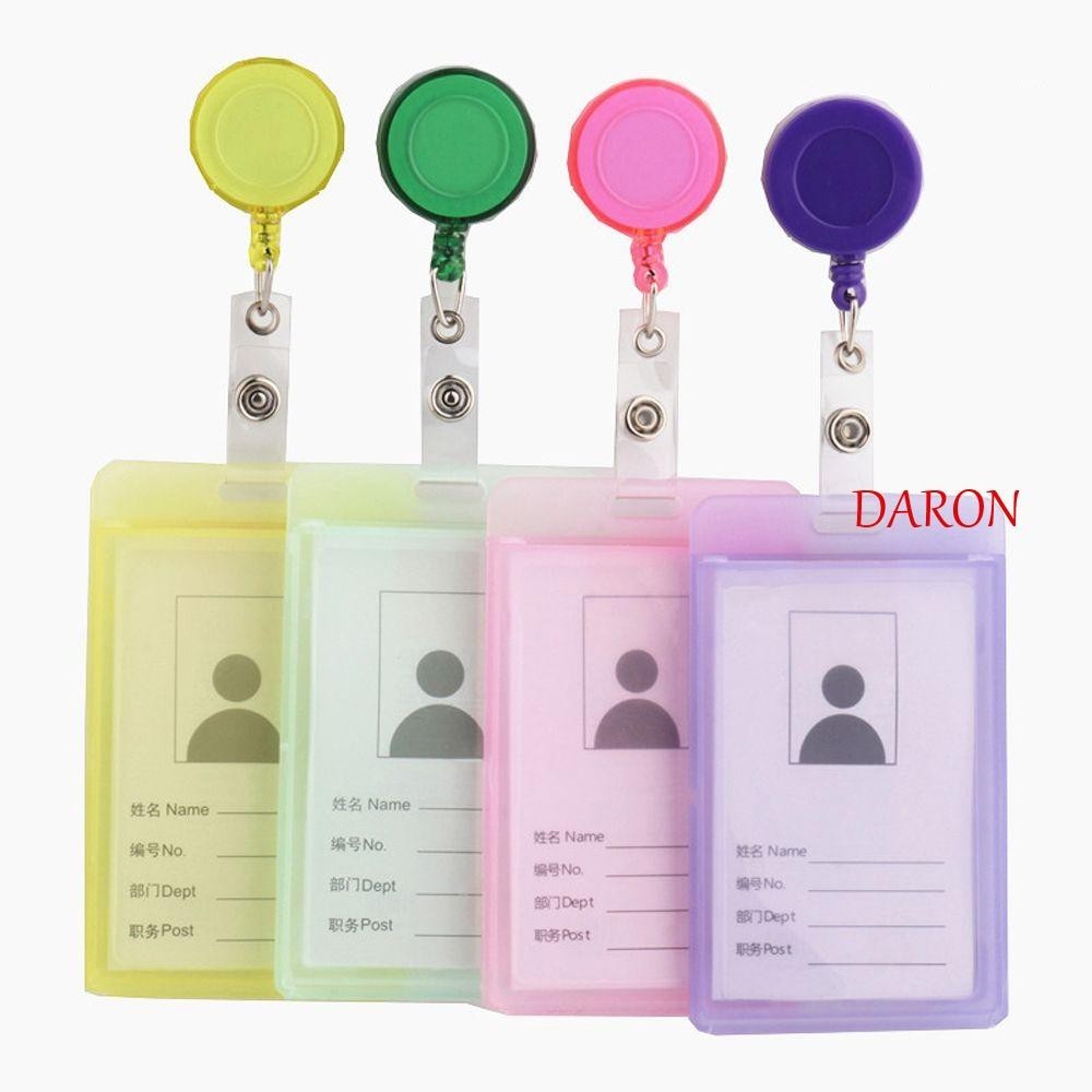 Daron ที่ใส่บัตรประจําตัว บัตรเครดิต แบบใส ยืดหดได้ พร้อมพวงกุญแจ และสายโซ่คล้อง