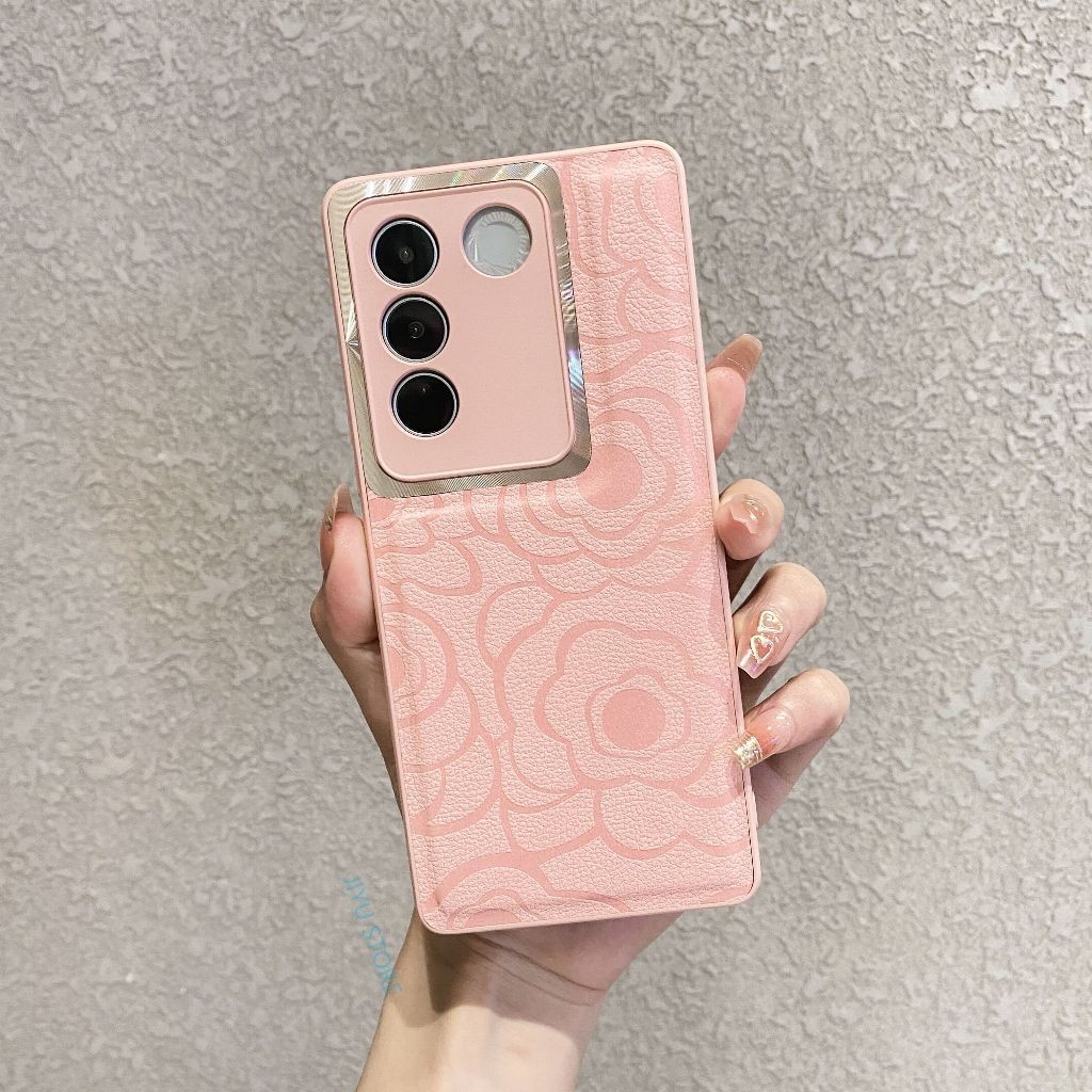 เคส Vivo V29 V27 5G V27E V27 Pro เคสโทรศัพท์มือถือหนัง ป้องกันกล้อง ลายดอกไม้ หรูหรา สําหรับ