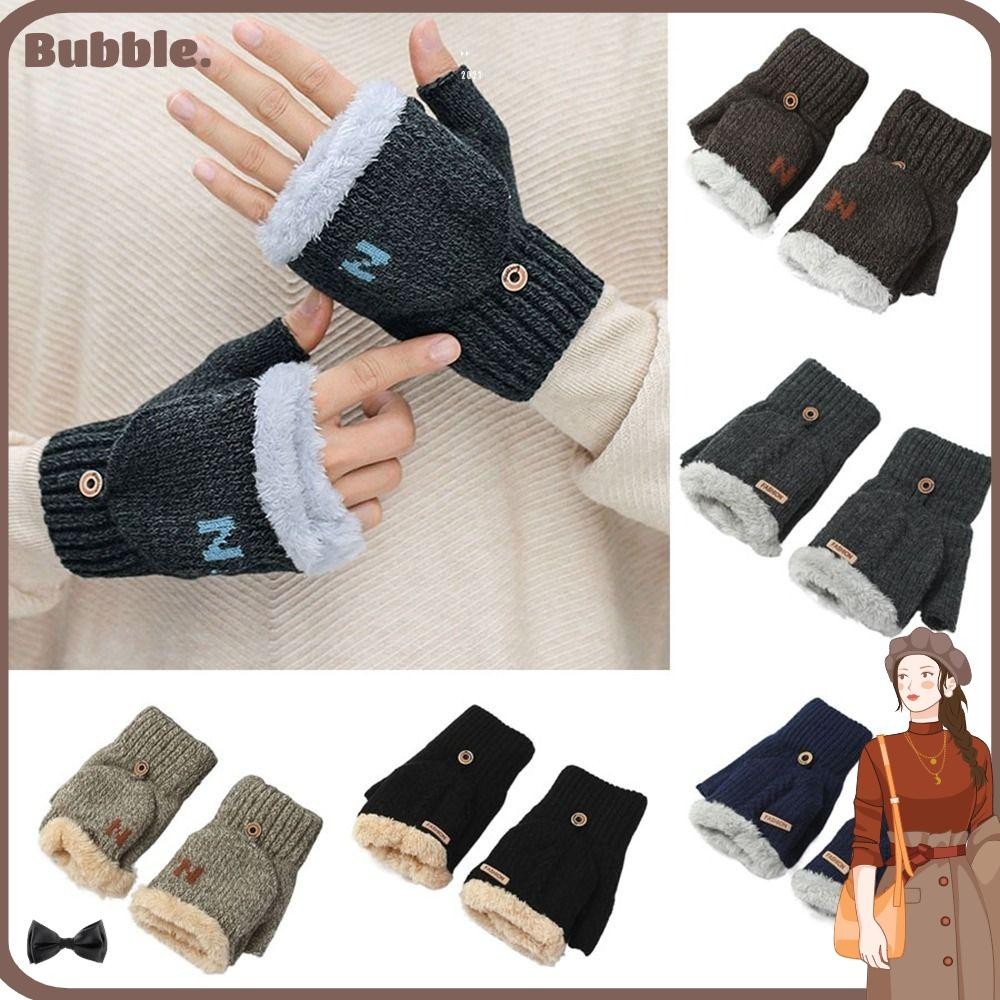 Bubble ถุงมือผ้าขนสัตว์ แบบหนา ให้ความอบอุ่น แฟชั่นฤดูหนาว สําหรับผู้ชาย และผู้หญิง