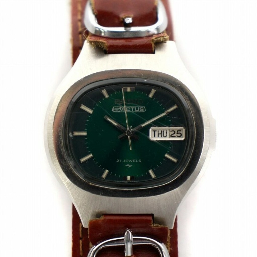 SEIKO Actus Watch Date Automatic Leather Strap Silver Color Brown Direct from Japan Secondhand