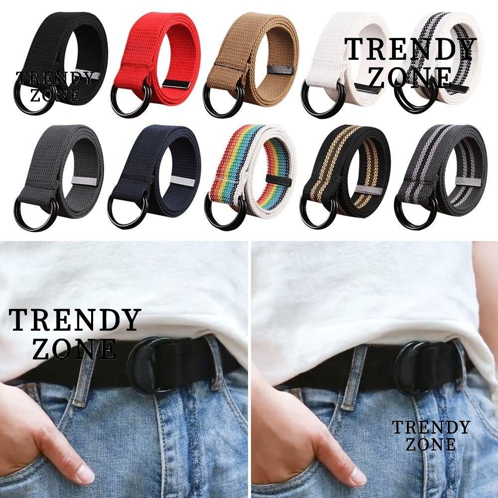 Trendyzone เข็มขัดไนล่อนถัก หัวเข็มขัดสีดํา อเนกประสงค์ สําหรับผู้ชาย ผู้หญิง