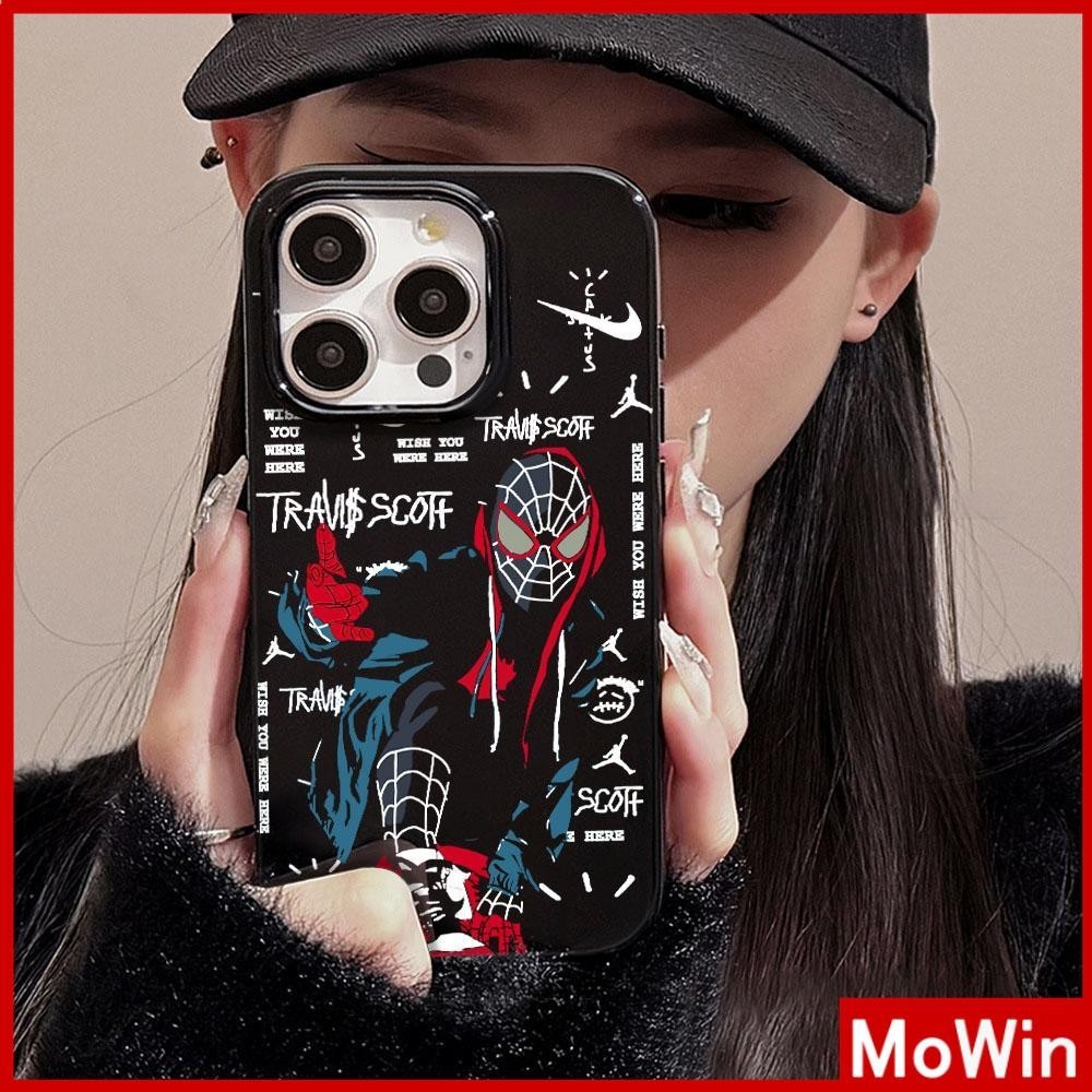 Mowin - สำหรับ iPhone 15 Pro Max เคส ไอโฟน สีดำมัน TPU ซอฟท์เคส กันกระแทกกล้องป้องกัน เด็กชายแมงมุม เข้ากันได้กับ iPhone 14 13 12 Pro Max 11 XR XS Max 7 8 Plus