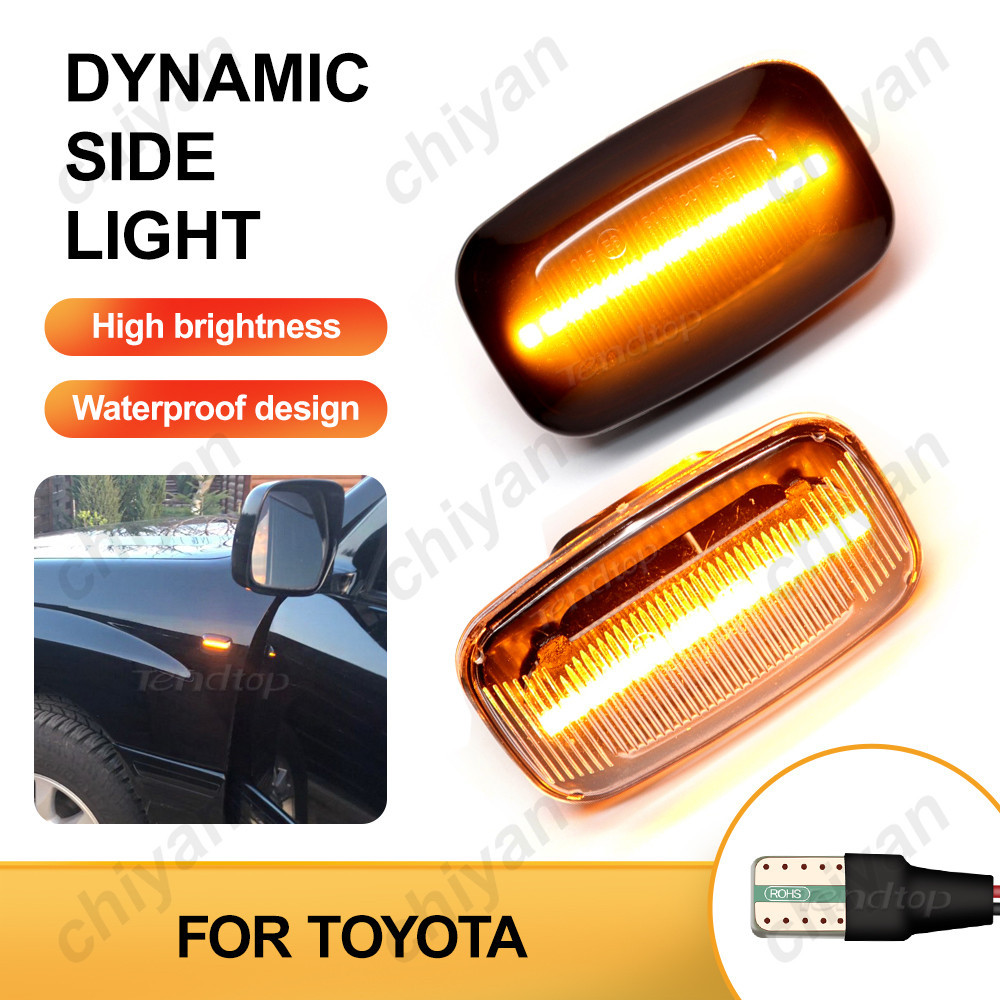 ไฟเลี้ยวไดนามิก LED ติดด้านข้างบังโคลน สําหรับ Toyota Land Cruiser 70 80 90 100 Prado FJ Hilux N160 4Runner Celica Previa Lexus LX470 2 ชิ้น