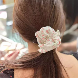 ผู้หญิงดอกไม้พิมพ์ผมผูกเชือกผม Scrunchies ยางหางม้าเครื่องประดับผม