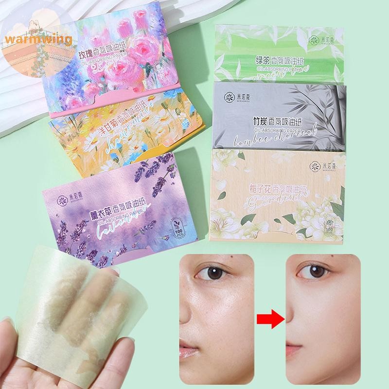 Warmwing 100 ชิ้นกระดาษทําความสะอาดผิวหน้าป้องกันผ้าเช็ดทําความสะอาดผิวหน้าควบคุมความมันน้ํายาทําควา