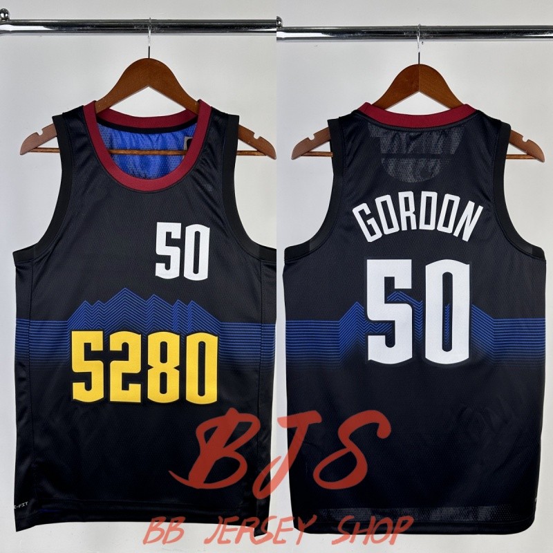 Hot Press Denver Nuggets jersey #50 Aaron Gordon 2024-25 เจอร์ซีย์สีดําสีเหลืองสีขาว