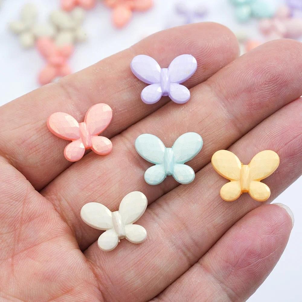 ลูกปัดอะคริลิกลายสีเงาผีเสื้อ 30 ชิ้น พร้อมใช้ทำสร้อยข้อมือและสร้อยคอมือสมัครเล่น