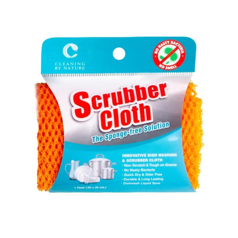 [พร้อมส่ง] ผ้าล้างจาน CLEANING BY NATURE SCRUBBER CLOTH 25x25 ซม. สีส้ม