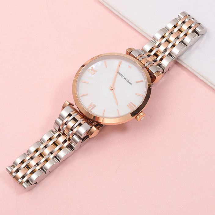 สายรัด เหมาะสําหรับสายนาฬิกา Armani สายเหล็กหญิง Gypsophila AR1926/1911/11223 สร้อยข้อมือเหล็กสีโรสโ