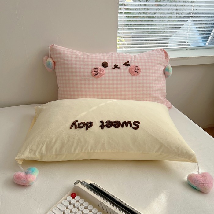 สาวน่ารัก Mao Jinxiu craft Love ball ปลอกหมอนคุณภาพสูงผ้าฝ้าย 100% Super Soft 1000TC หมอนหนาแน่นทอผ้าซองจดหมายหมอน
