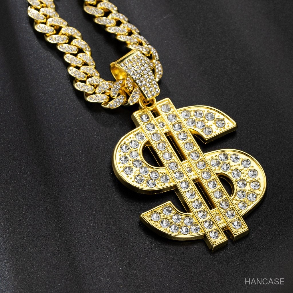 สร้อยคอคิวบาใหม่ สร้อยคอฮิปฮอปสำหรับผู้ชายพร้อมจี้ USD เครื่องประดับ