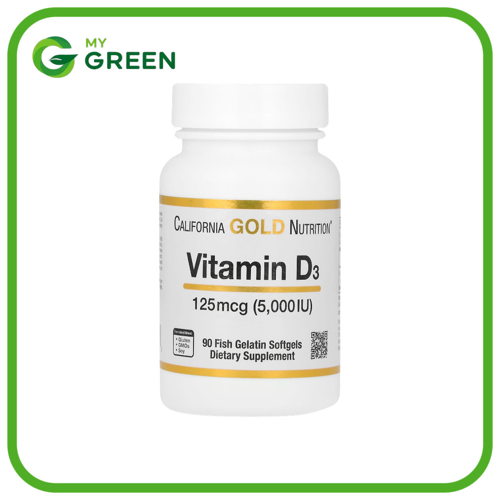California Gold Nutrition, Vitamin D3, 125 mcg (5,000 IU), 90 Fish Gelatin Softgels