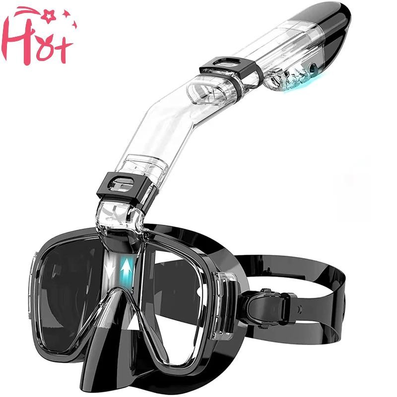 Ge Snorkel Mask ชุดหน้ากากดําน้ําแบบพับได้พร้อมระบบด้านบนแห้งและกล้อง Mount Square