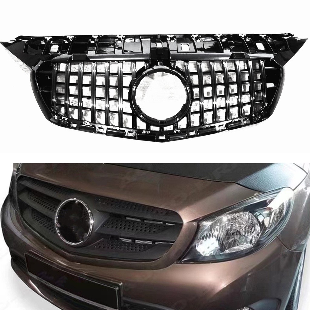ย่างกระจังหน้าสําหรับ Mercedes-Benz Citan W415 2013 2014 2015 2016 2017 2018-2021 GT สไตล์สีดําด้านบ