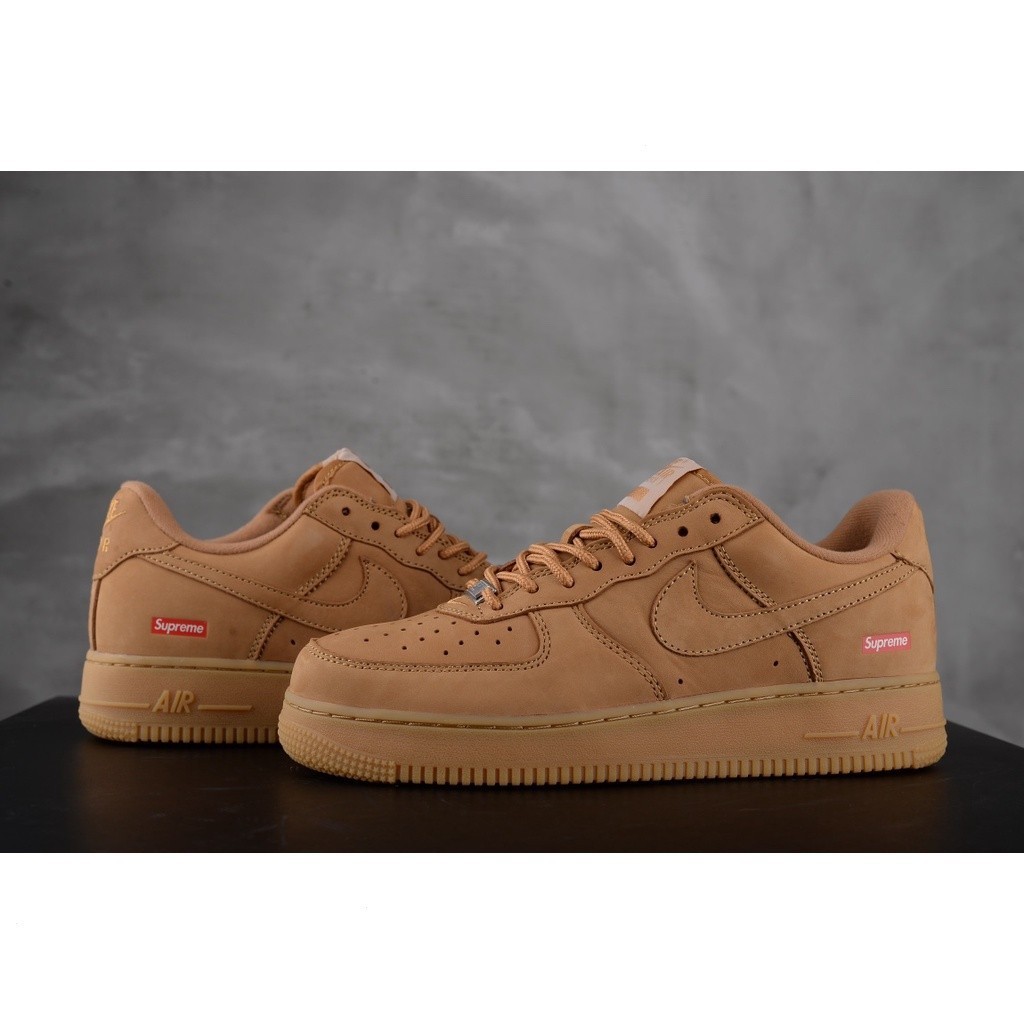 Supreme x Nike Air Force 1 low flax AF1 Supreme Joint name wheat (ของแท้ 100%) DN1555-200 Nike ผู้ห