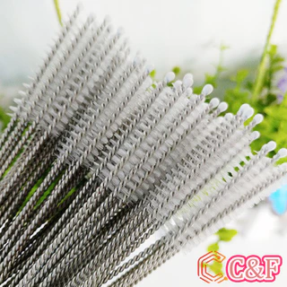 C&F แปรงล้างหลอดดูด จุกนม ขนไนล่อน ไม่ทำให้เป็นรอย Stainless steel soft straw straw brush