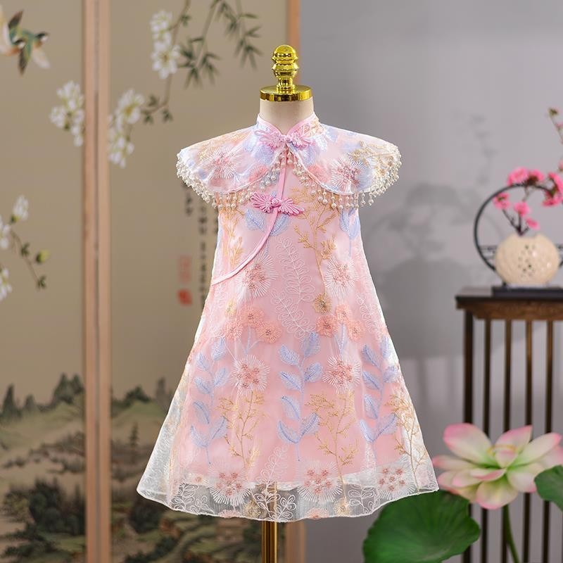Pippikids-ฉี่คิดส์ - ชุด กี่เพ้า ของเด็กผู้หญิง, ฤดูร้อนสินค้าใหม่, ชุดเจ้าหญิงเด็ก, กระโปรงผ้าคลุมไหล่สาวน้อย
