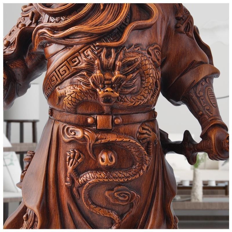 เทพเจ้ากวนอู ปาง 5 ธงยกทัพถือง้าว งานเรซินลายไม้ เสริมหน้าที่การงาน แห่งความมั่งคั่ง - รูปที่ 5