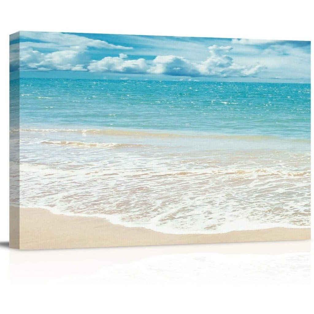 ภาพวาดผ้าใบ รูปชายหาด วิวทะเล สําหรับตกแต่งผนัง ห้องนั่งเล่น ออฟฟิศ