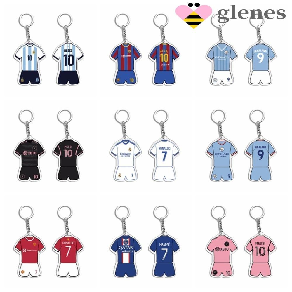 Glenes พวงกุญแจ ลายฟุตบอล Messi Ronaldo Football Star สองด้าน ของเล่นสําหรับเด็ก