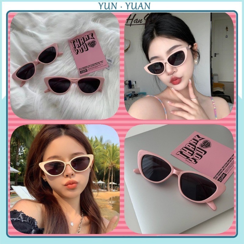 [YUNYUAN] แว่นตากันแดด ป้องกันรังสียูวี 400 สีชมพู แฟชั่นฤดูร้อน สําหรับผู้หญิง