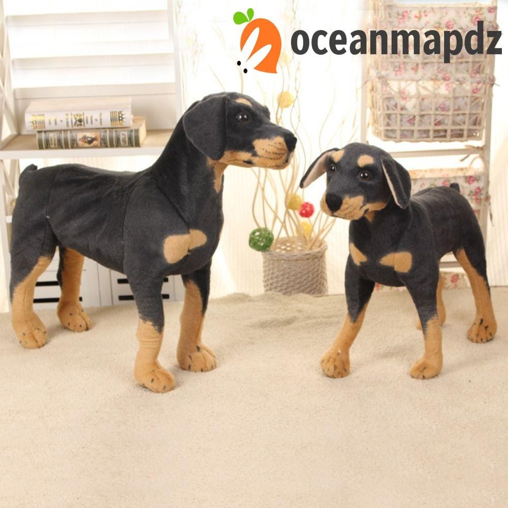 Oceanmapdz ตุ๊กตาสุนัขยืน สีดํา เหมือนจริง พร็อพถ่ายรูปจําลอง ของขวัญวันเกิด สําหรับสุนัข