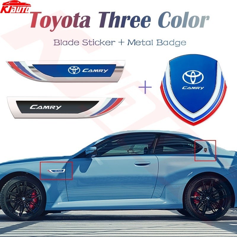 สติกเกอร์โลหะ สเตนเลส ทรงสามเหลี่ยม ลายใบไม้ 3D สําหรับติดตกแต่งประตู หน้าต่างรถยนต์ Toyota Camry XV40 XV50 XV70 2006-2021 2023
