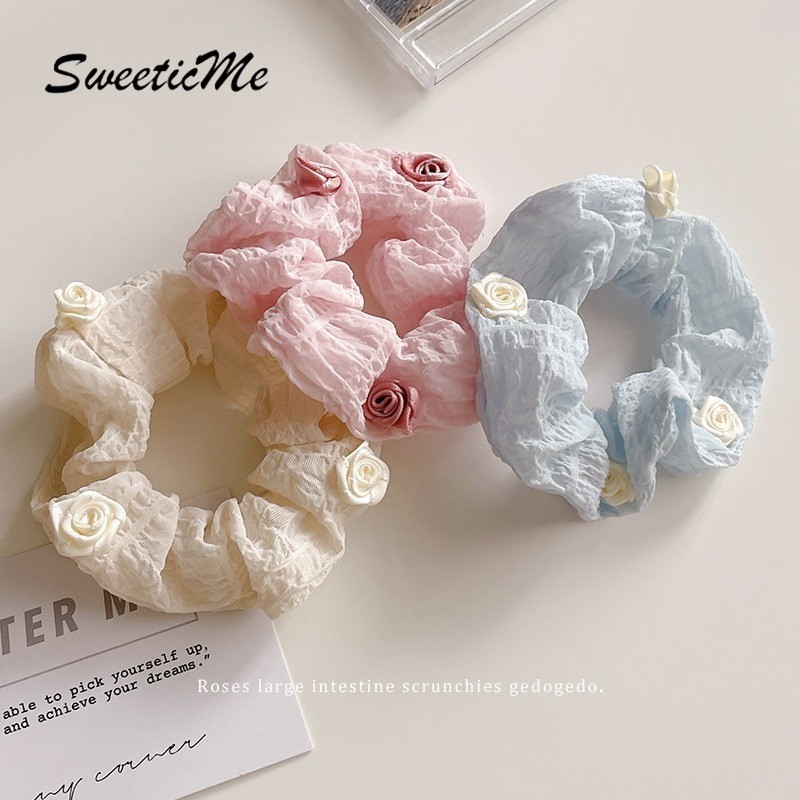 SweeticMe ใหม่แฟชั่นผม Ties French Camellia สาวหวาน Causal อุปกรณ์เสริมยืดผม Ties ราคา ถูกที่สุด ดีลบีเคเค แกลเลอรีภาพที่ 3