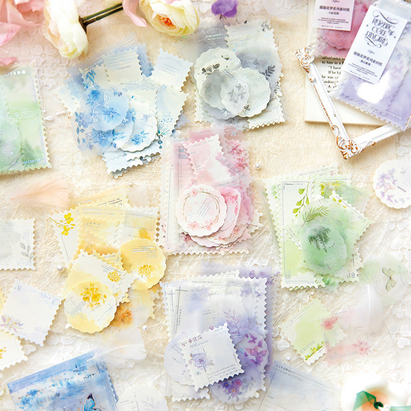 Qouzmo กระดาษวารสาร ลายดอกไม้ และดอกไม้ สไตล์วินเทจ สําหรับตกแต่งสมุดไดอารี่ 20 ชิ้น ต่อแพ็ค