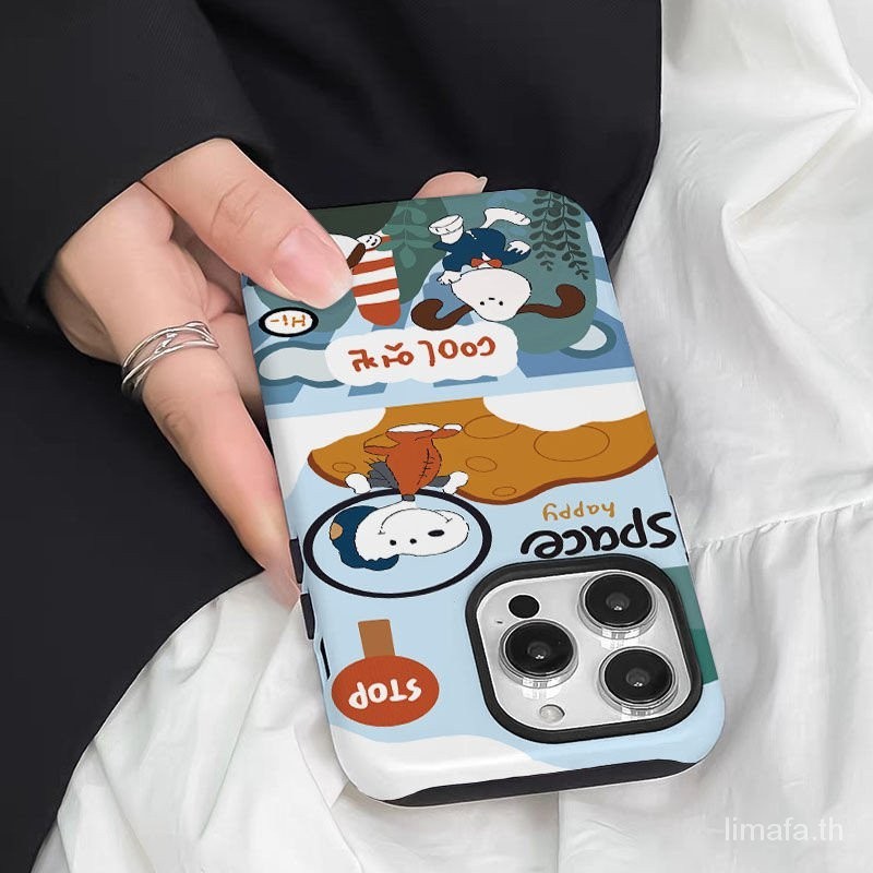 เคสโทรศัพท์มือถือ กันกระแทก ลายการ์ตูนสนูปปี้ สองชั้น ไฮเอนด์ สําหรับ Iphone 15promax 11 12 13 14 15
