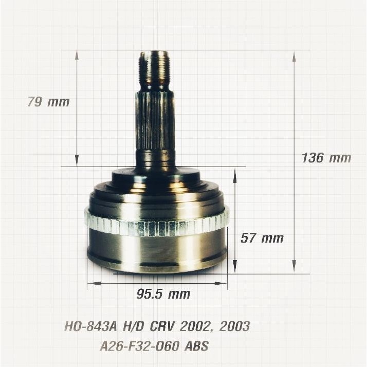 LEE หัวเพลาขับ หัวเพลาขับนอก  ซีอาร์วี HONDA CRV ปี 2002-2006 G2 ฟันนอก 26 ฟันใน 32 บ่าซีล 60  ABS ย