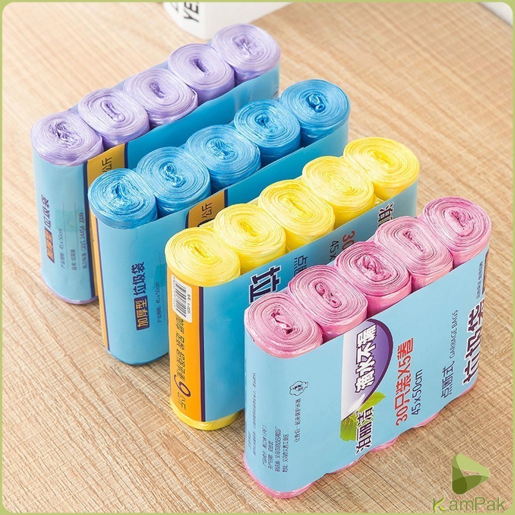 KamPak ถุงขยะม้วนแพค  ราคาประหยัด แบบม้วน ถุงขยะ Color Waste Bags