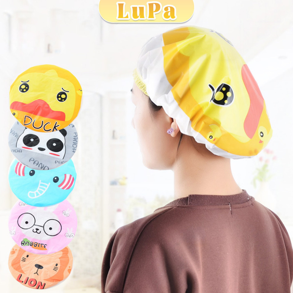 LuPa หมวกคลุมผมอาบน้ำ กันน้ำ ลายการ์ตูนน่ารัก   Shower Cap Kids