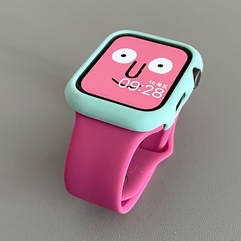 สายนาฬิกาข้อมือซิลิโคนแข็ง สีพื้น สําหรับ iwatch s8 Apple Watch applewatch