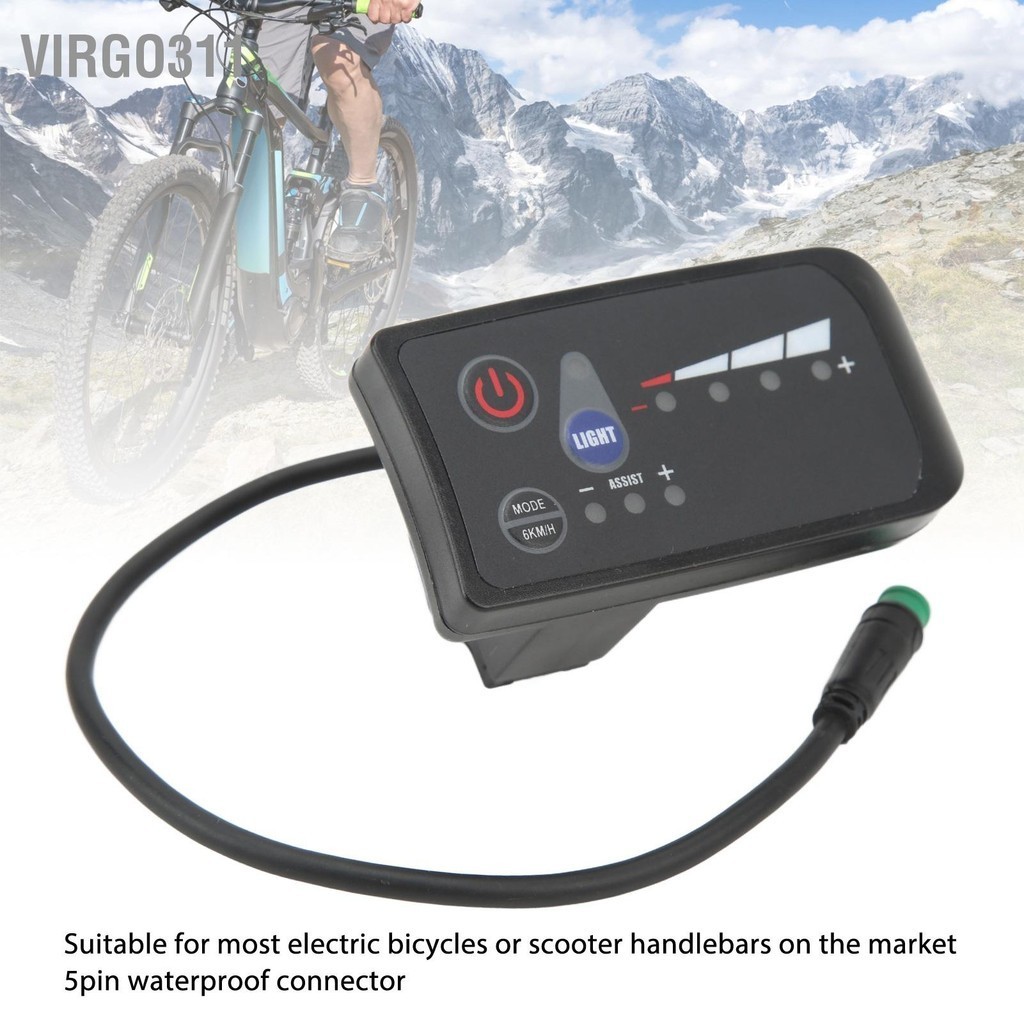 Virgo311 ไฟฟ้าจักรยาน Power Display Meter กันน้ำ 5 พิน ABS จอแสดงผล LED สำหรับขี่จักรยาน