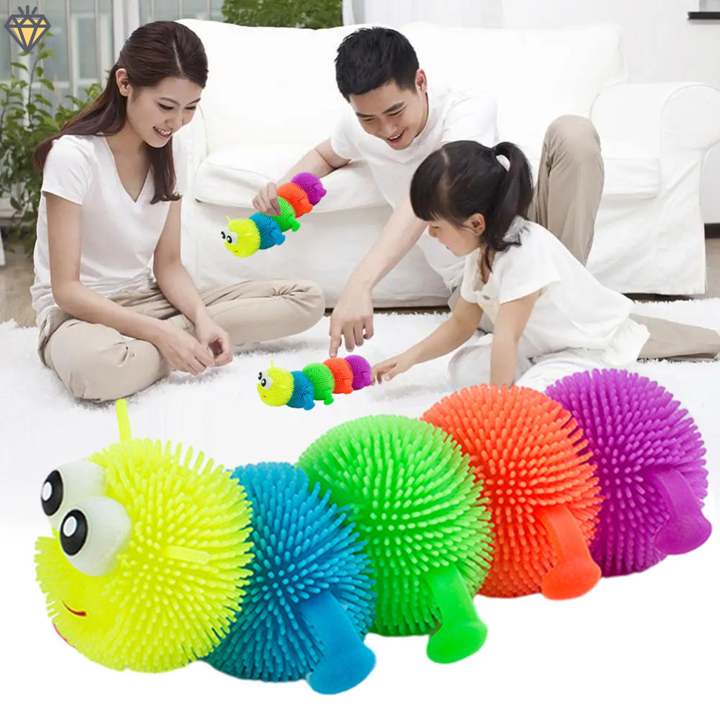 ของเล่นหนอนตะขาบบีบ มีไฟ LED หลากสี 5 สี สําหรับเด็ก