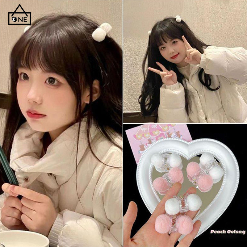 COD❤️Plush Ball Hair Clip น่ารัก Headwear สาวนุ่มผมขนาดเล็กคลิปกรรไกรฤดูใบไม้ร่วงและฤดูหนาวคลิปผมม้า-a.one
