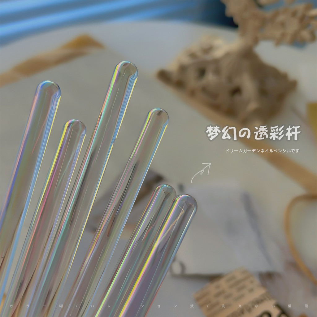 แปรงทาสีเล็บด้ามโปร่งแสงเหลือบสี ขนแปรงสี เหมาะสำหรับงานสร้างสรรค์และระบายสี มีทั้งแบบหัวแบน สี่เหลี่ยม และกลม ราคา ถูกที่สุด ดีลบีเคเค แกลเลอรีภาพที่ 2