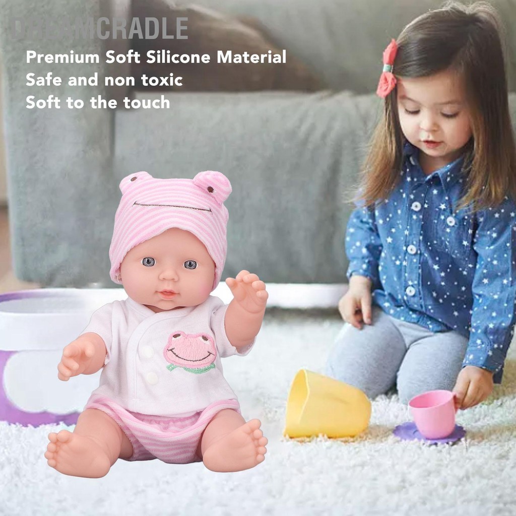 DreamCradle รีบอร์น ตุ๊กตา ตัวซิลิโคนอ่อนนุ่มตุ๊กตาทารกแรกเกิดเหมือนจริงพร้อมดวงตาที่สดใสสำหรับเด็ก