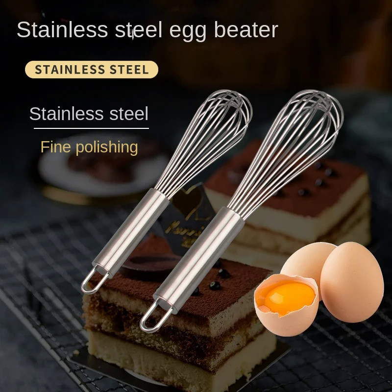 เครื่องตีไข่ สเตนเลส แบบหนา ของใช้ในครัวเรือน สําหรับทําเค้ก ครีม เครื่องปั่นแป้ง เครื่องปั่นเนื้อ ลวดเหล็กหนา