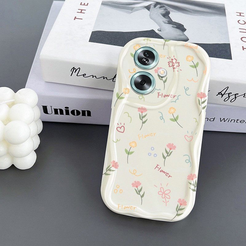 เต็มหน้าจอดอกไม้เล็กๆกันกระแทกเคสโทรศัพท์oppo A3X 5G 4G A60 4G A79 A2 5Gโปร่งใสนุ่มกรณีป้องกันกรณี
