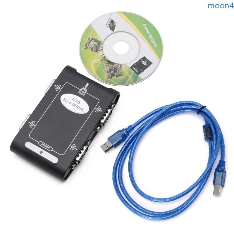 Moon4 อะแดปเตอร์ฮับเชื่อมต่อ 9pin USB 2 0 เป็น 4 พอร์ต RS232 Serial DB9 COM
