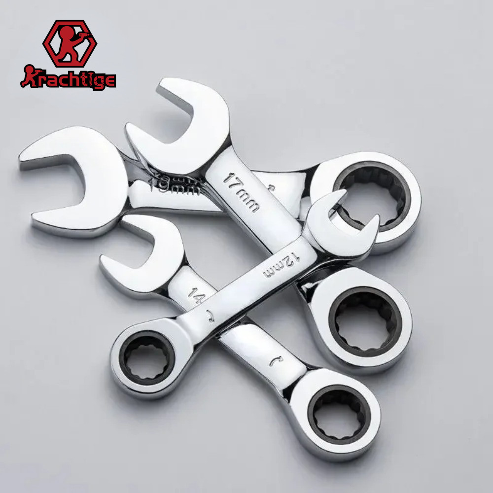 Kractige 6-19 มม.ด้ามสั้น Quick Ratchet ประแจ 72 ฟัน Multi-Functional แบบพกพาสั้น Dual-ใช้ Plum Blossom ประแจขนาดเล็กเครื่องมือ
