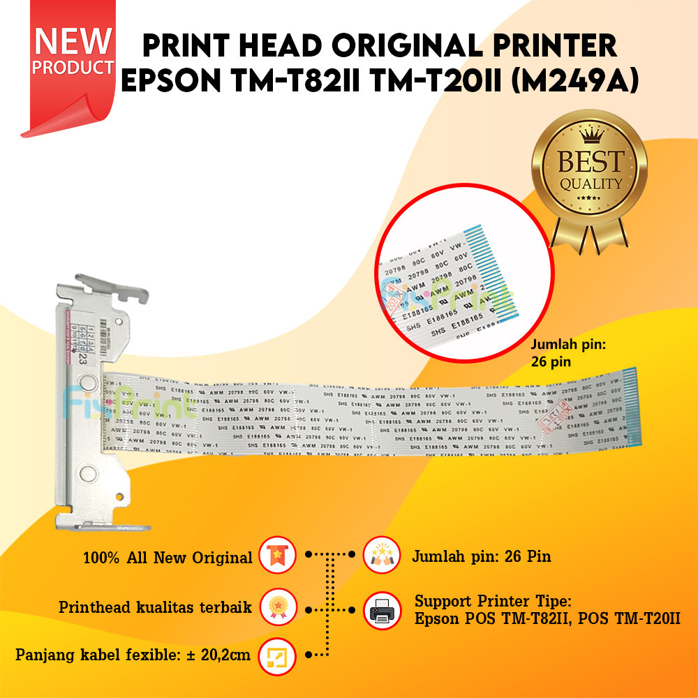 Epson TMT82ii TMT20ii หัวพิมพ์พร้อมสายยืดหยุ่น, หัวพิมพ์เครื่องพิมพ์ Epson ดั้งเดิม (M249A) TM-T20II