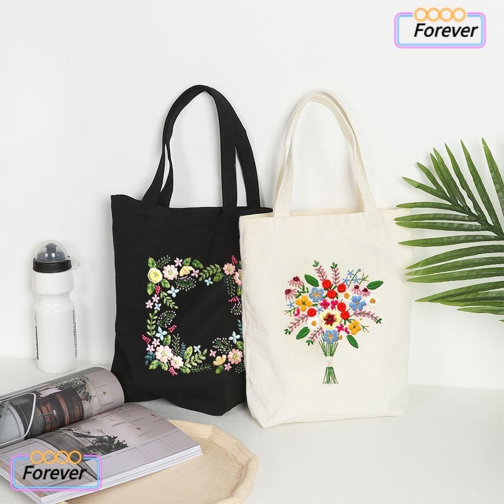 Forever ชุดอุปกรณ์เย็บปักถักร้อย ปักครอสสติตช์ ผ้าแคนวาส ลายดอกไม้ DIY
