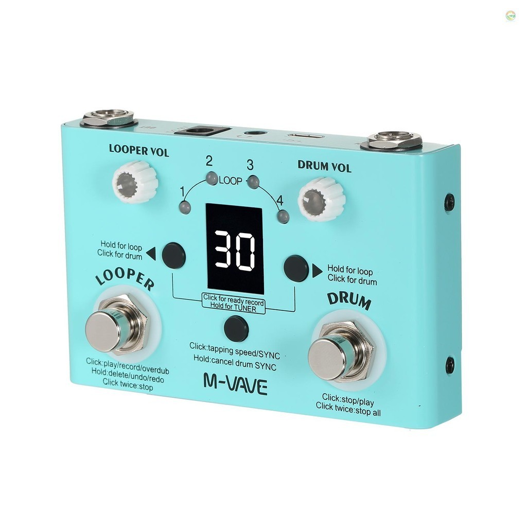 M-vave LOST TEMPO Effect Pedal Drum & Looper Effector Mini 2-in-1 Looper & Drum Machine Double Foots