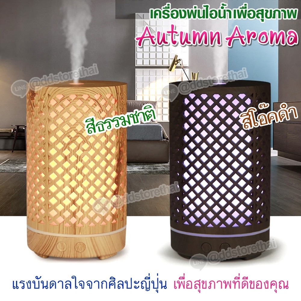 เครื่องพ่นไอน้ำอโรม่า พ่นน้ำมันหอมระเหย เพิ่มความชื้น สปา 200ml. ไฟ 7 สี LED Aroma Diffuser ควันเยอะ