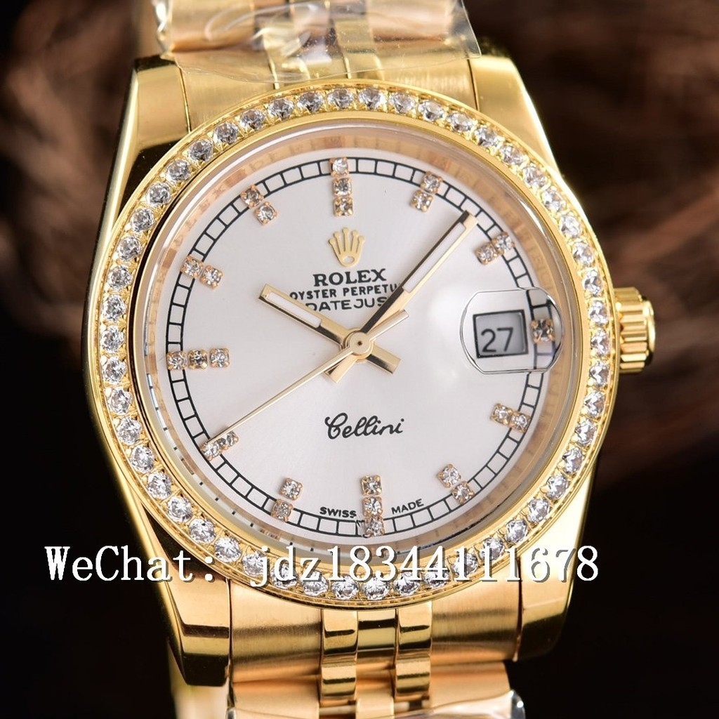 Rolex Datejust Date แหวนเพชร 41 มม . นาฬิกาจักรกล 0034